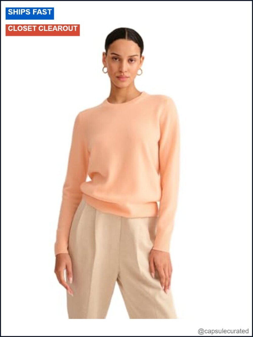 100% Mongolian Cashmere Crewneck Sweater - Lightweight Pullover
